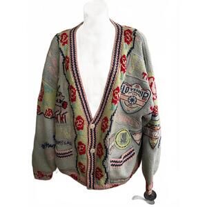No! Jeans Revolt Vintage Patch Knit Cardigan L/XL